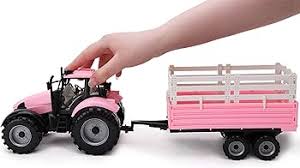 Die Cast Pink Tractor & Trailer With Light & Sound - FARMS/TRACTORS/BUILDING - Beattys of Loughrea