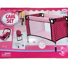 Dolls High Chair Set W/Bed & Car Seat - Pink Care Set - DOLLS - FAMOSA/ZAPF - Beattys of Loughrea