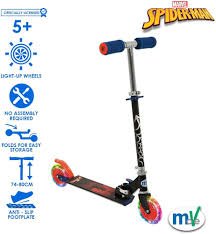 Spiderman Folding Inline Scooter (with lightup wheels) - GO KART/SCOOTER/ROCKING HORSE - Beattys of Loughrea