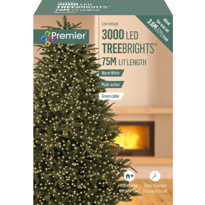 Premier 3000 LED Multi-Action Treebrights With Timer - Warm White