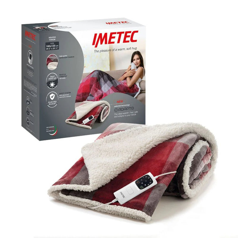 Imetec Deluxe Electric Throw Tartan/White Sherpa | 16739 - ELEC BLANKET OVER - Beattys of Loughrea