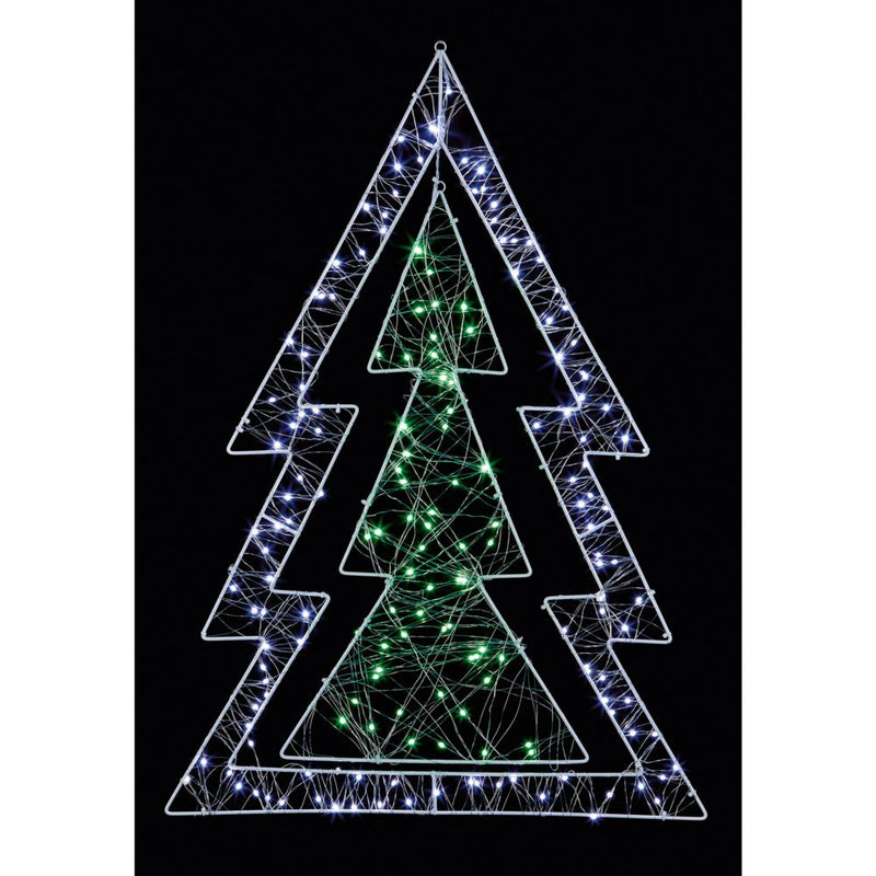 LED Pin Wire Xmas Double Tree - 80cm FLV201157GR - XMAS LIGHTED OUTDOOR DECOS - Beattys of Loughrea