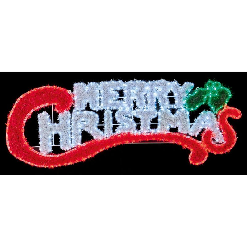 LED Merry Christmas Sign - 145cm x 50cm FLI192082 - XMAS LIGHTED OUTDOOR DECOS - Beattys of Loughrea