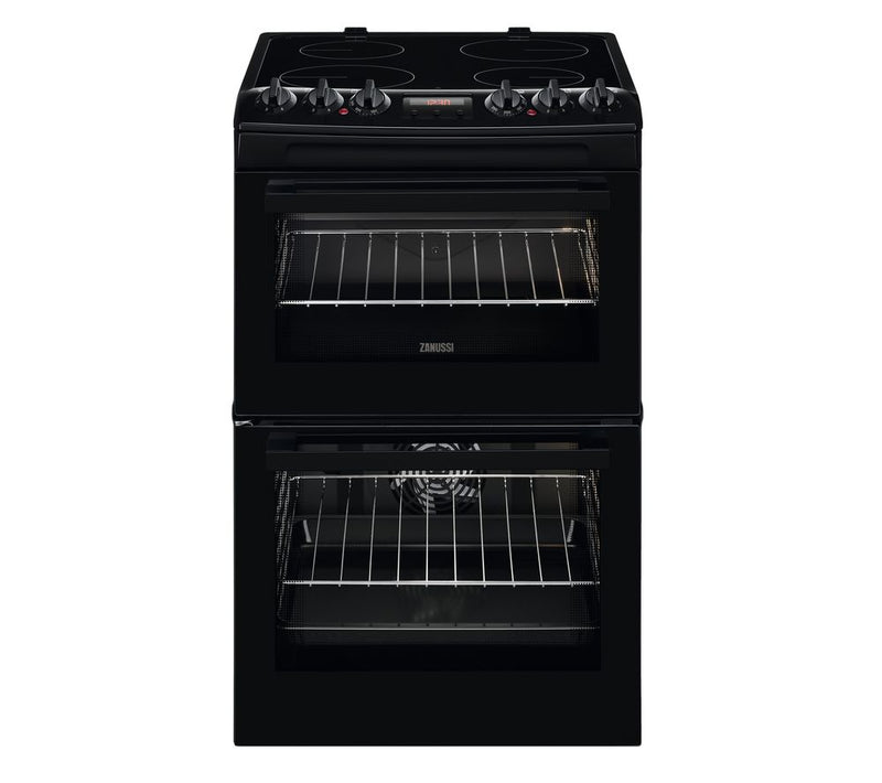 Zanussi 55cm Double Oven Black Cooker ZCV46250BA - ELECT OVEN SINGLE & DBLE BUILT IN - Beattys of Loughrea