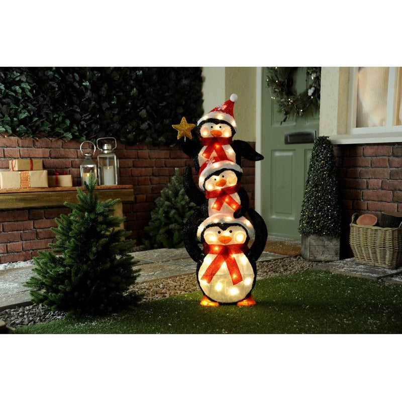 Festive - LED Lit Penguin Family - 104cm - Multi - Coloured PO41758 - XMAS LIGHTED OUTDOOR DECOS - Beattys of Loughrea