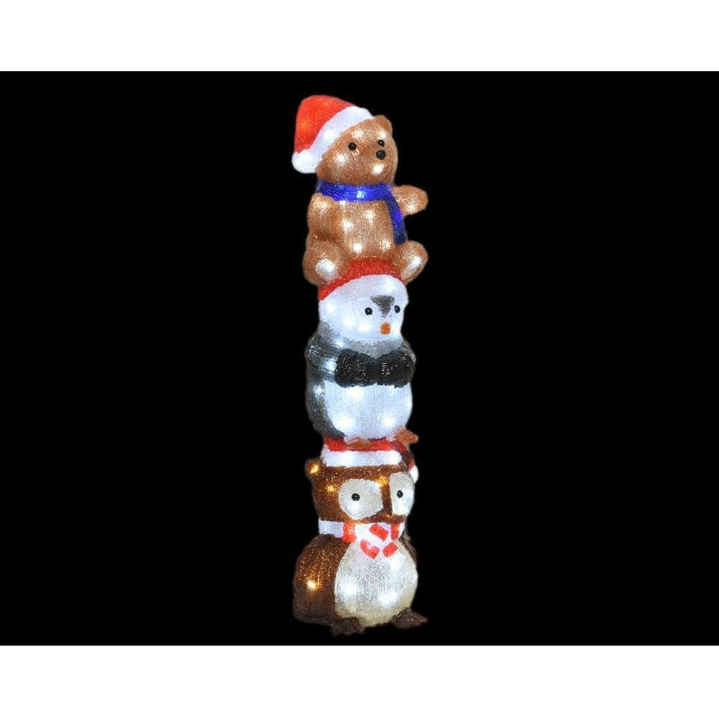 Kaemingk B.V - LED Acrylic Stacked Owl, Penguin and Bear - 63cm - Cool White 9500619 - XMAS LIGHTED OUTDOOR DECOS - Beattys of Loughrea