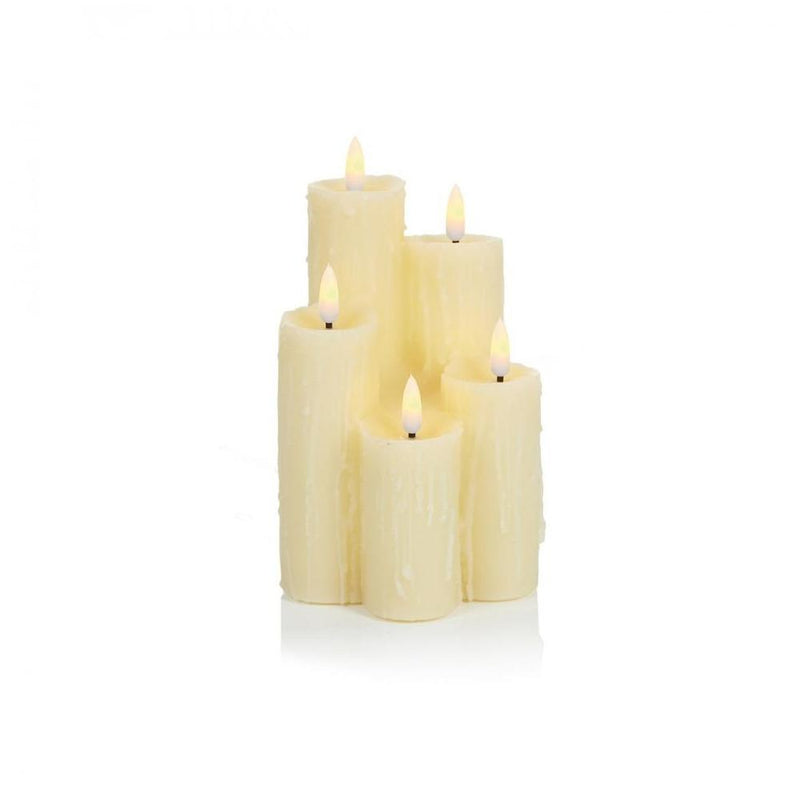 Accents by Premier - Flickabrights 5 Melted Edge Candles - Cream FLB221021