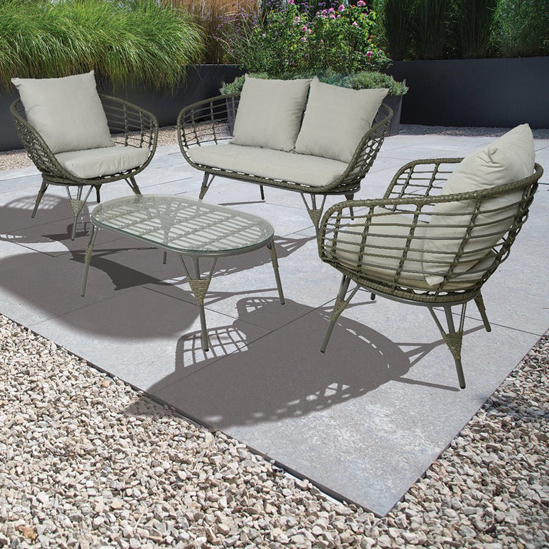 Palermo Wicker 4 Seater Set - WOOD / RATTAN GDN FURN SET 4+ SEATS - Beattys of Loughrea