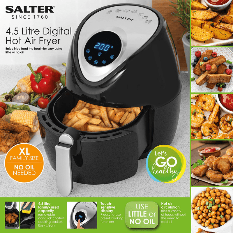 Salter Digital Hot Air Fryer - 4.5L - AIR FRYER / DEEP FAT FRYERS - Beattys of Loughrea