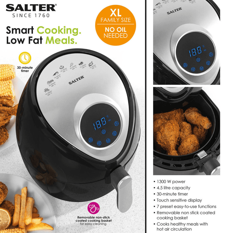 Salter Digital Hot Air Fryer - 4.5L - AIR FRYER / DEEP FAT FRYERS - Beattys of Loughrea