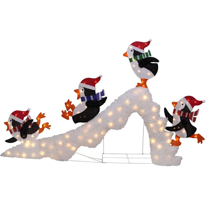 LED Lit Penguins on a Slide - 210cm 51042 - X1 - XMAS LIGHTED OUTDOOR DECOS - Beattys of Loughrea