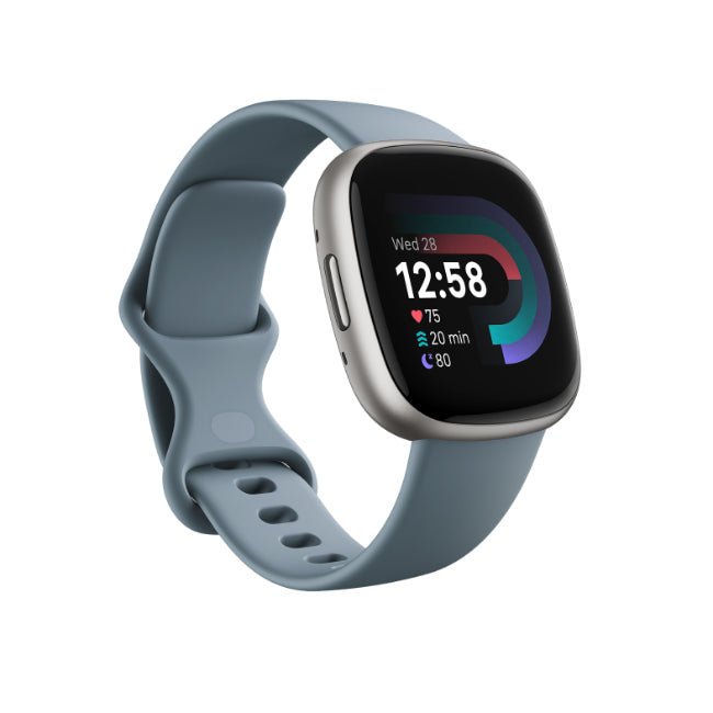 Fitbit Versa 4 Health & Fitness Smart Watch – Waterfall Blue & Platinum - FB523SRAG - SMARTWATCH, FITBIT - Beattys of Loughrea