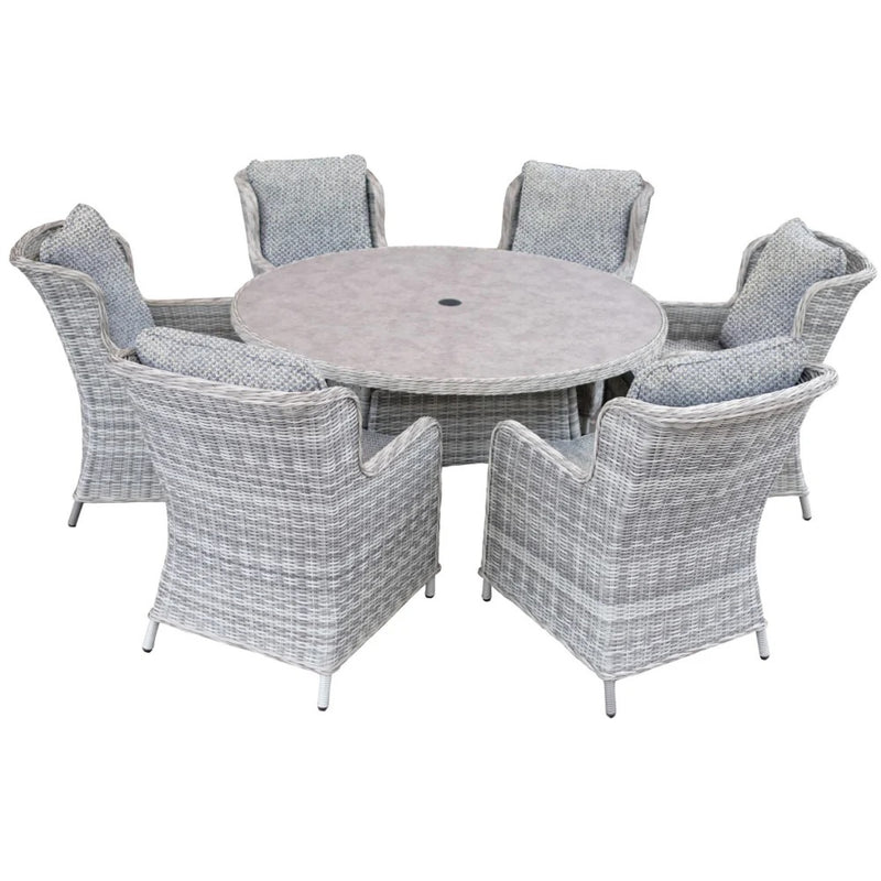 Yates Grey Rattan Round Dining Set 6 Seater 1.5M