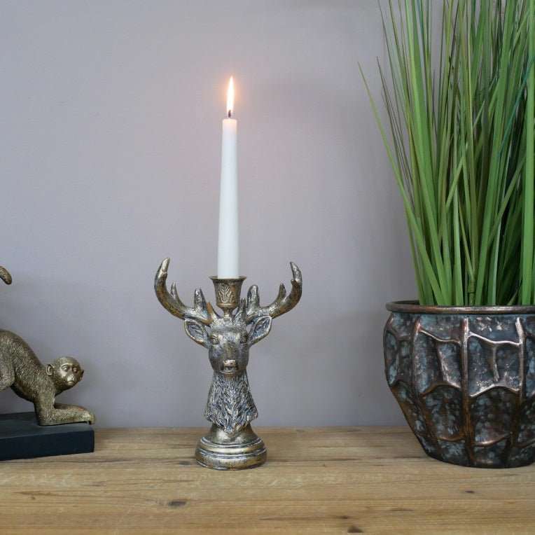 Stag Candle Holder 20cm (Candle not incl.) - CANDLE HOLDERS / Lanterns - Beattys of Loughrea