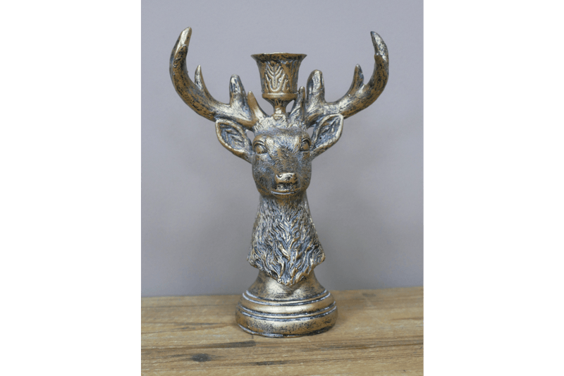 Stag Candle Holder 20cm (Candle not incl.) - CANDLE HOLDERS / Lanterns - Beattys of Loughrea