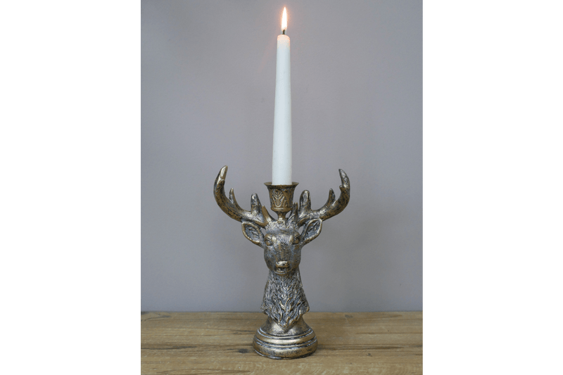 Stag Candle Holder 20cm (Candle not incl.) - CANDLE HOLDERS / Lanterns - Beattys of Loughrea