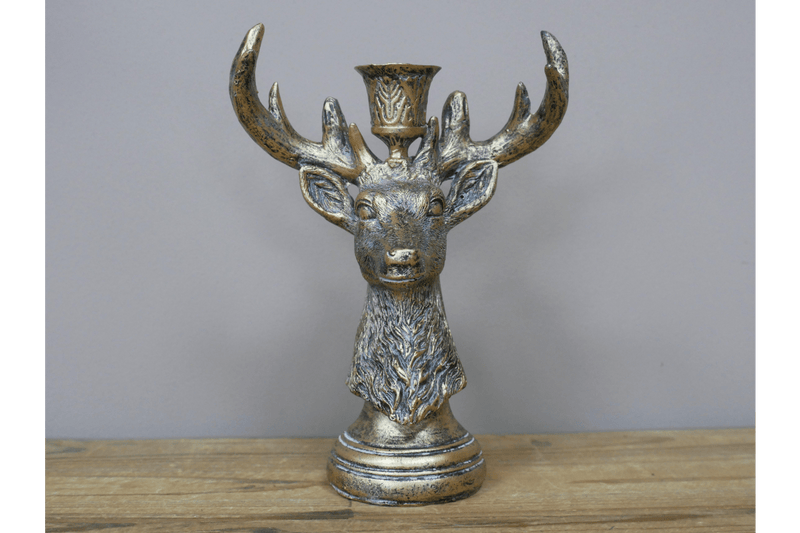 Stag Candle Holder 20cm (Candle not incl.) - CANDLE HOLDERS / Lanterns - Beattys of Loughrea