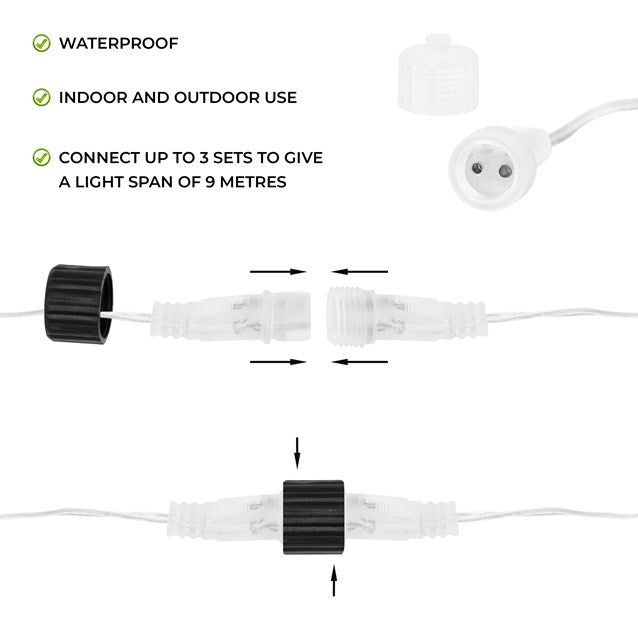 10 Piece LED Meteor Shower String Lights Mains Operated - XMAS ROOM DECORATION LARGE AND LIGHT UP - Beattys of Loughrea