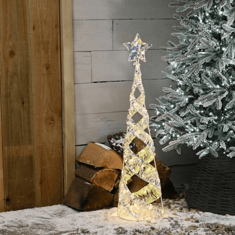 Festive Lit Star Shimmer Spiral Tree 80cm | P051900 - XMAS ROOM DECORATION LARGE AND LIGHT UP - Beattys of Loughrea