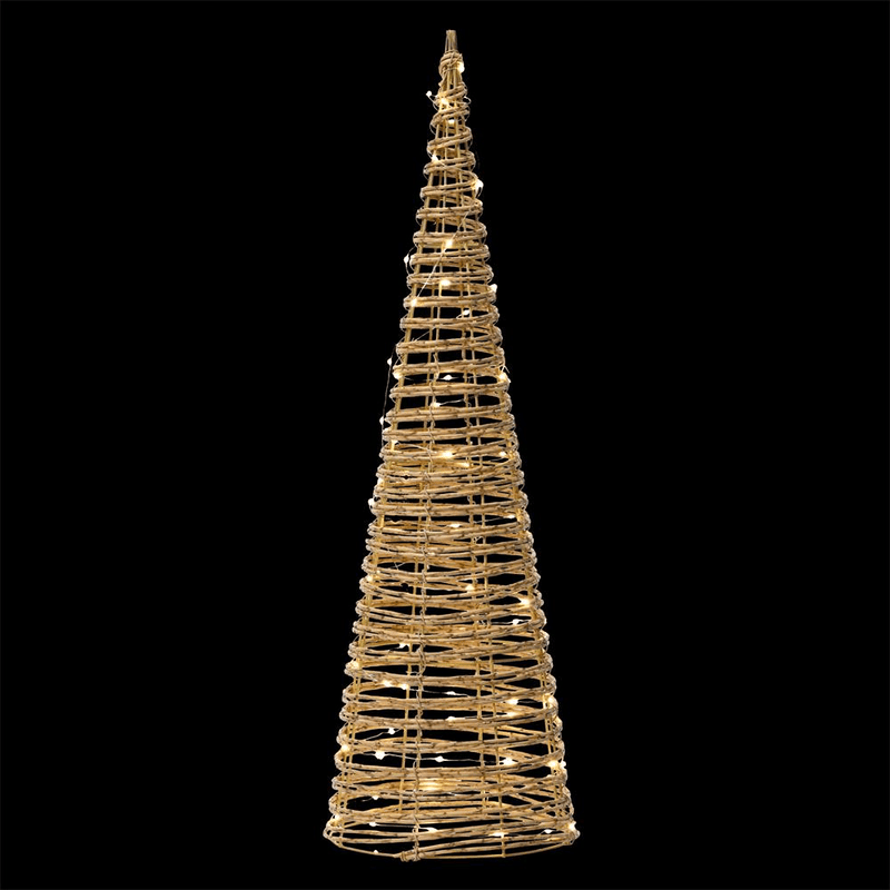 Micro Led Wicker Cone - 90Cm - XMAS ROOM DECORATION LARGE AND LIGHT UP - Beattys of Loughrea