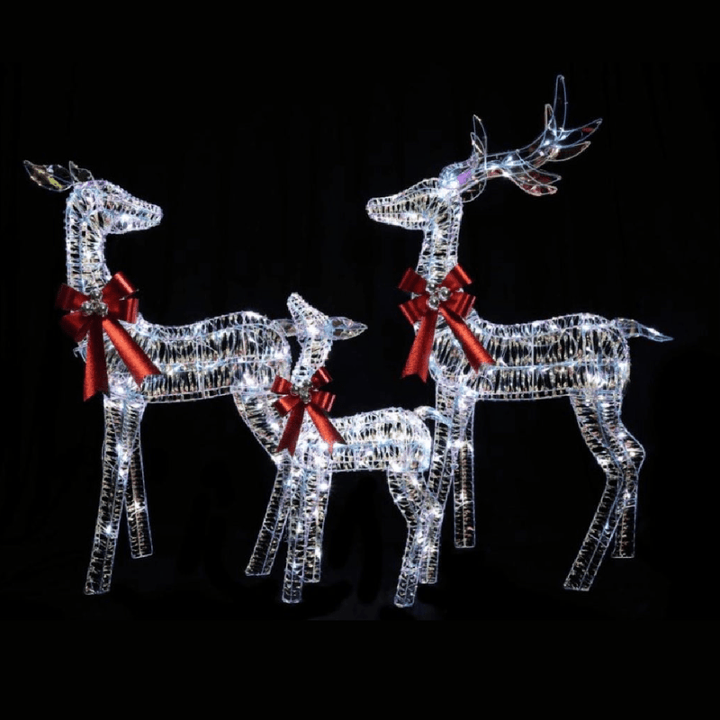 Norfolk Leisure LED Iridescent Reindeer Family - 125cm - XMAS LIGHTED OUTDOOR DECOS - Beattys of Loughrea