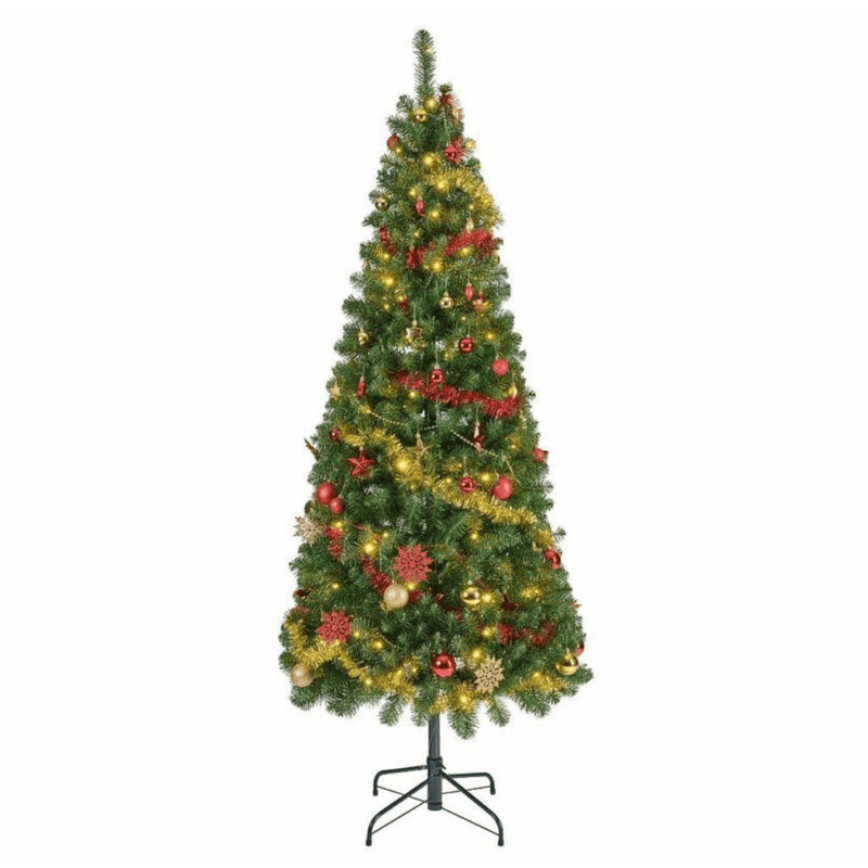 Decorated Popup Pre - Lit Christmas Tree Warm White LEDs 6ft (1.8m) - XMAS TREE PRELIT & POPUP - Beattys of Loughrea