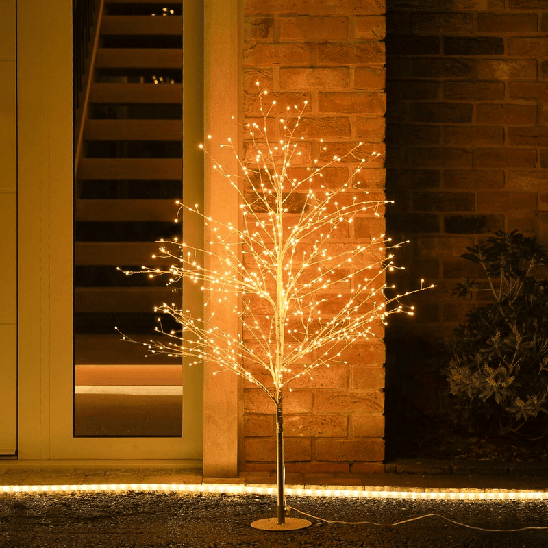 Festive Gold Dewdrop Tree with Warm White Micro LEDs 4ft (1.2m) - XMAS TREE PRELIT & POPUP - Beattys of Loughrea