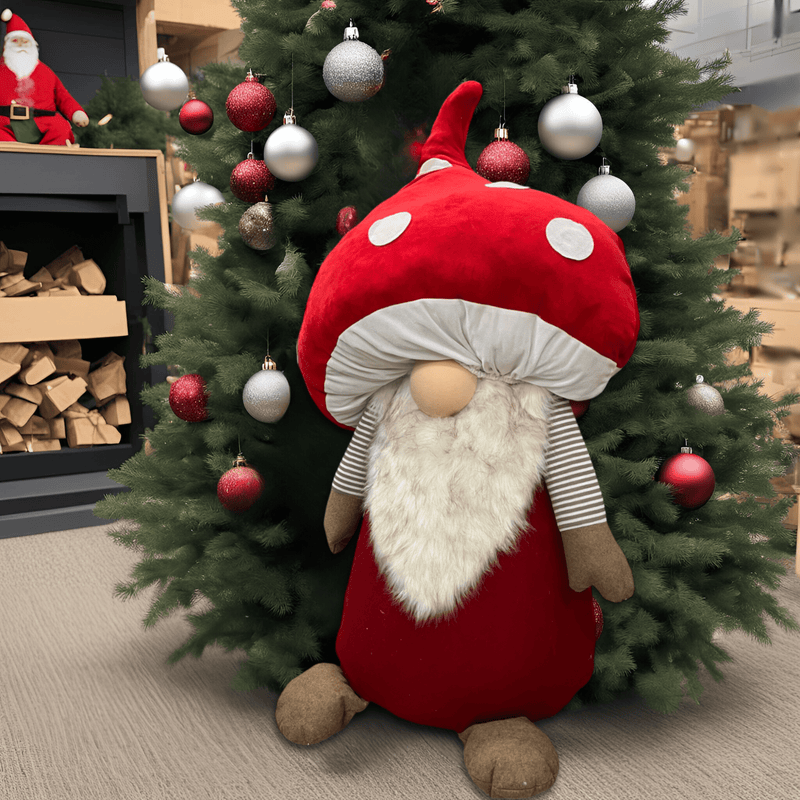 Plush Mushroom Gnome 106cm - XMAS SOFT DECOS - Beattys of Loughrea