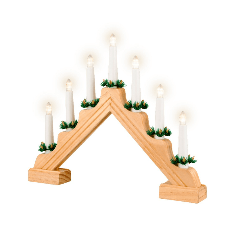 Traditional 7 Light Candlebridge Battery Operated Natural - XMAS CANDLE ARCHES LOGS - Beattys of Loughrea