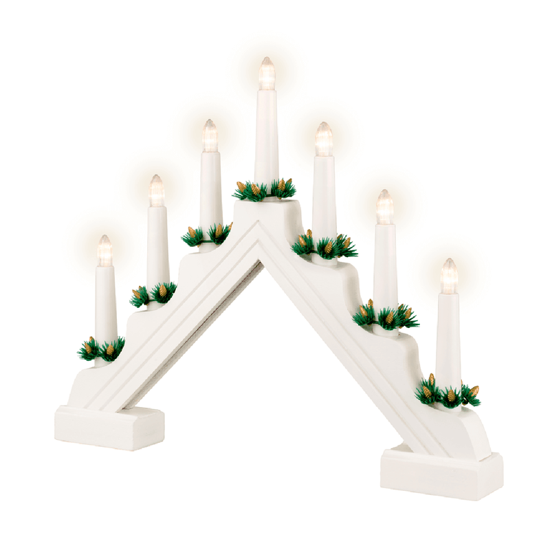 Traditional 7 Light Candlebridge Battery Operated White - XMAS CANDLE ARCHES LOGS - Beattys of Loughrea