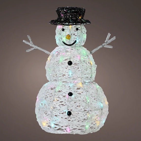 LED Snowman Acrylic Soft Multi 65cm 80L - XMAS LIGHTED OUTDOOR DECOS - Beattys of Loughrea