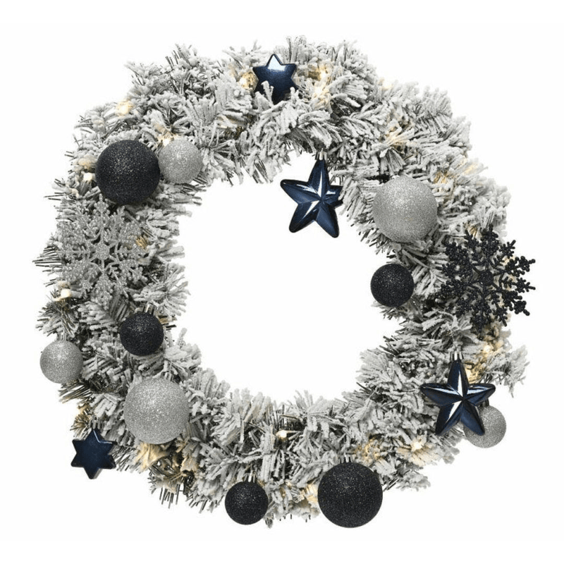 Everlands Snowy In - Lit Imperial Christmas Wreath - 50cm - XMAS WREATHS - Beattys of Loughrea