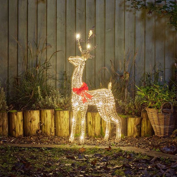 GlitterTwist Reindeer 80cm - Gold, LV - XMAS LIGHTED OUTDOOR DECOS - Beattys of Loughrea