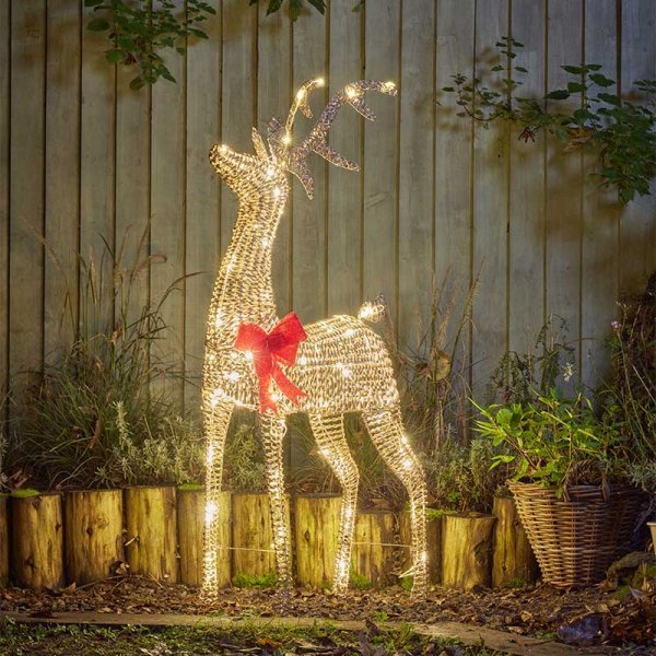 GlitterTwist Reindeer 120cm - Gold, LV - XMAS LIGHTED OUTDOOR DECOS - Beattys of Loughrea