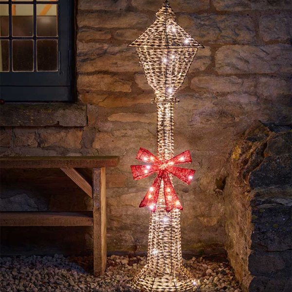 GlitterTwist Lamp Post 120cm - Gold, LV - XMAS LIGHTED OUTDOOR DECOS - Beattys of Loughrea