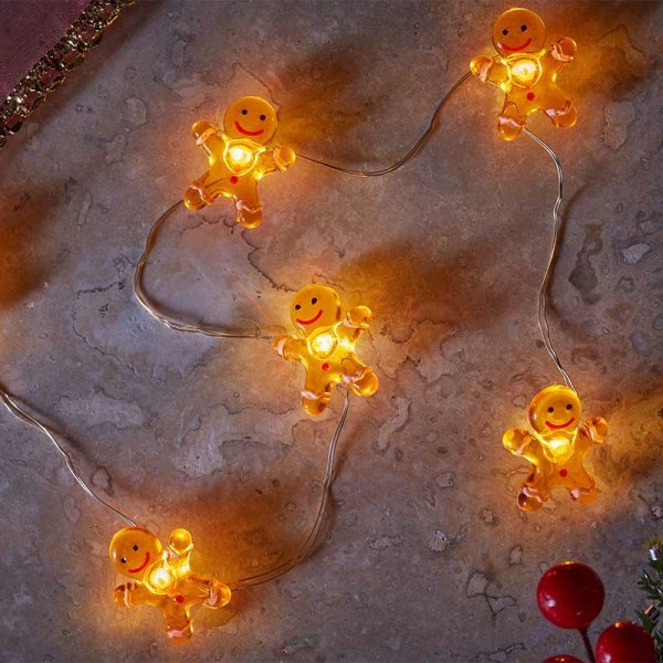 Gingerbread String Lights - Set of 20 - XMAS LIGHTS LED - Beattys of Loughrea