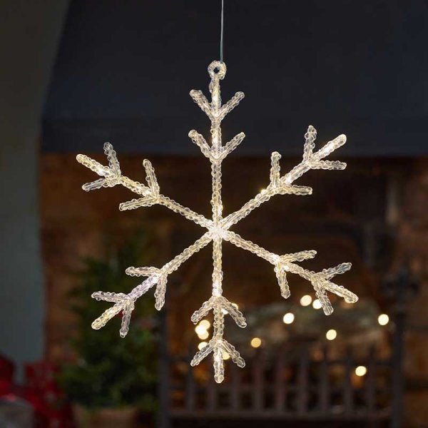 IceFlake 42 x 35cm Battery Operated - XMAS ROOM DECORATION LARGE AND LIGHT UP - Beattys of Loughrea