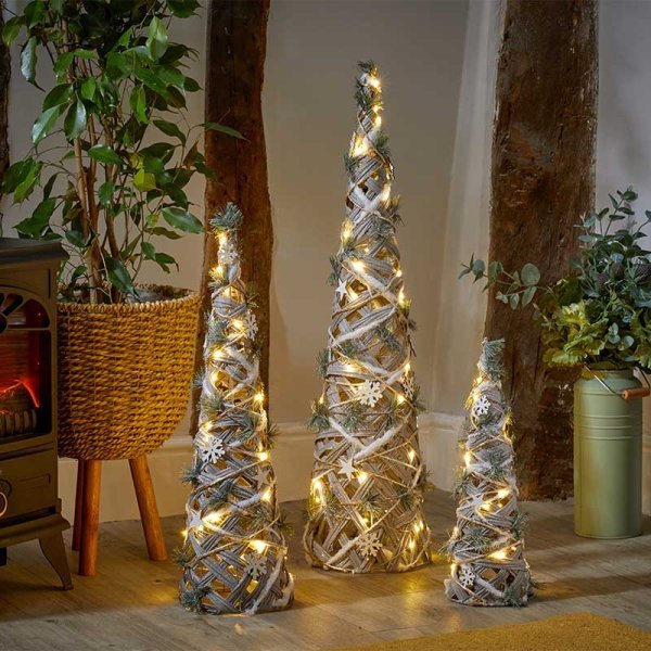 SnowTree - Set of 3 Battery Operated - XMAS ROOM DECORATION LARGE AND LIGHT UP - Beattys of Loughrea