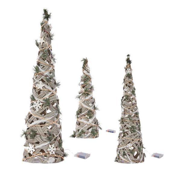 SnowTree - Set of 3 Battery Operated - XMAS ROOM DECORATION LARGE AND LIGHT UP - Beattys of Loughrea