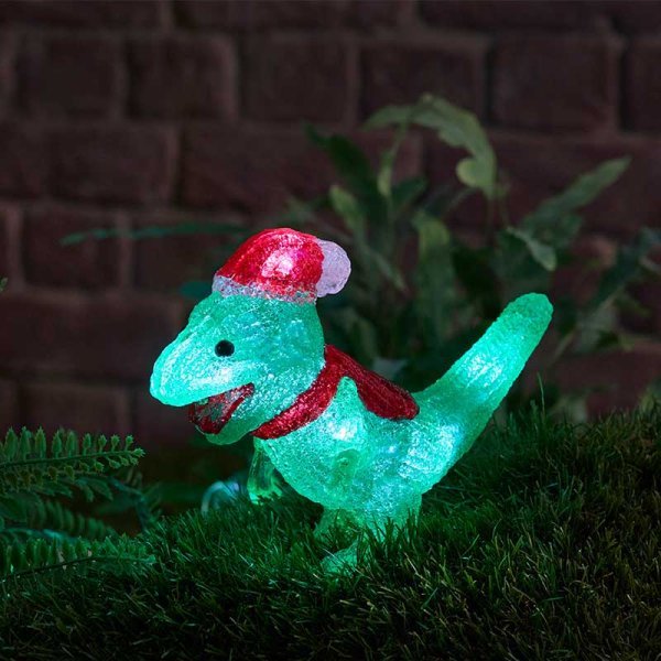 Inlit Ice Dino 26cm Battery Operated - XMAS ROOM DECORATION LARGE AND LIGHT UP - Beattys of Loughrea