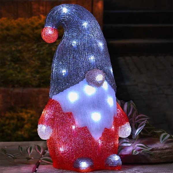 Inlit Ice Gonk 30cm Battery Operated - XMAS ROOM DECORATION LARGE AND LIGHT UP - Beattys of Loughrea