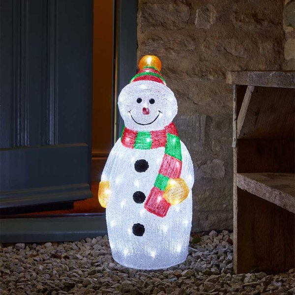 Inlit Ice Snowman 55cm Battery Operated - XMAS ROOM DECORATION LARGE AND LIGHT UP - Beattys of Loughrea