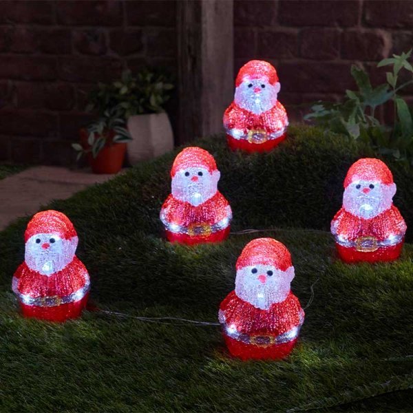 InLit Ice Santas - Set of 5 Battery Operated - XMAS ROOM DECORATION LARGE AND LIGHT UP - Beattys of Loughrea