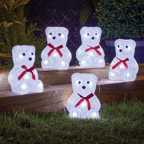 InLit Ice Polar Bears - Set of 5 Battery Operated - XMAS ROOM DECORATION LARGE AND LIGHT UP - Beattys of Loughrea