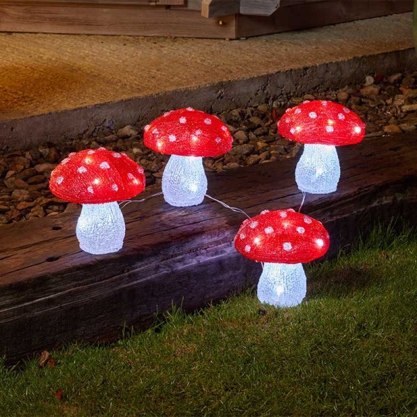 InLit Ice Shroomz - Set of 4, Large Battery Operated - XMAS ROOM DECORATION LARGE AND LIGHT UP - Beattys of Loughrea