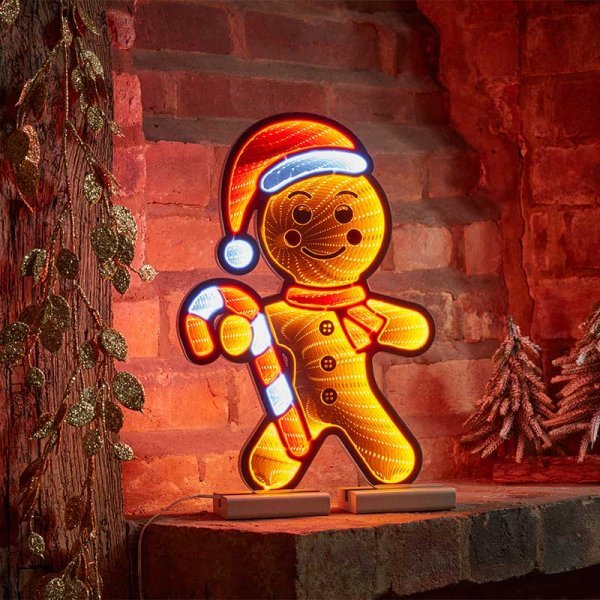 Mr Gingerbread 40cm, Low Voltage Infinity - XMAS ROOM DECORATION LARGE AND LIGHT UP - Beattys of Loughrea