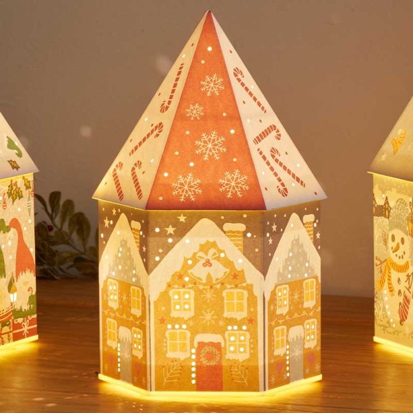 20cm InLit DecorHouse - Gingerbread Battery Operated - XMAS LANTERNS/ BOTTLES - Beattys of Loughrea