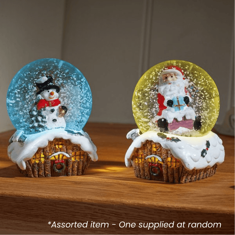 6cm Christmas Cabin SnowSphere - One Supplied* - XMAS CERAMIC WOOD RESIN GLASS ORNAMENTS - Beattys of Loughrea