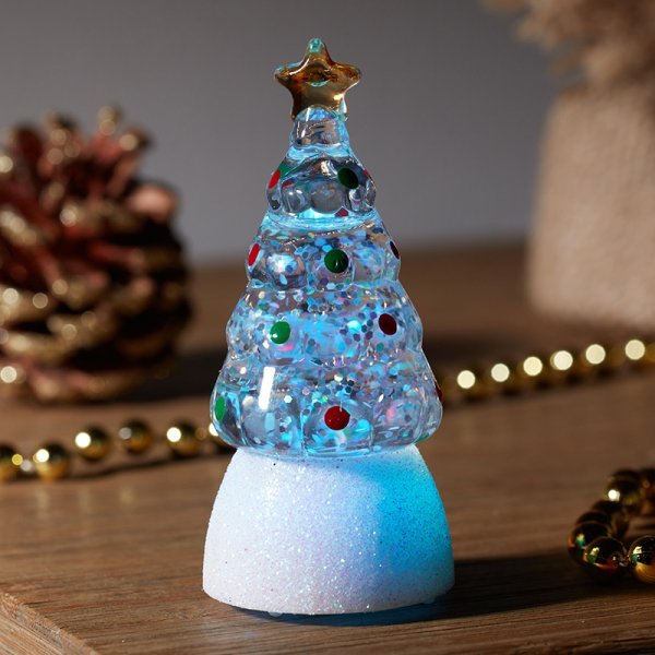 8cm SnowSwirl GlitterTree Battery Operated - XMAS ROOM DECORATION LARGE AND LIGHT UP - Beattys of Loughrea