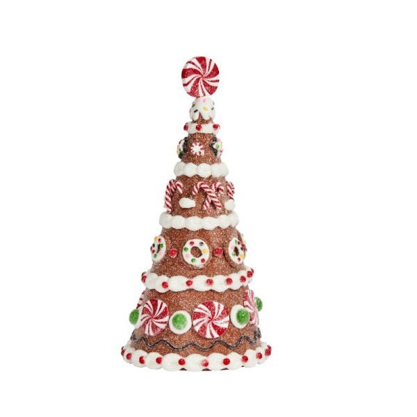 Gingerbread CandyTree 26cm - XMAS CERAMIC WOOD RESIN GLASS ORNAMENTS - Beattys of Loughrea